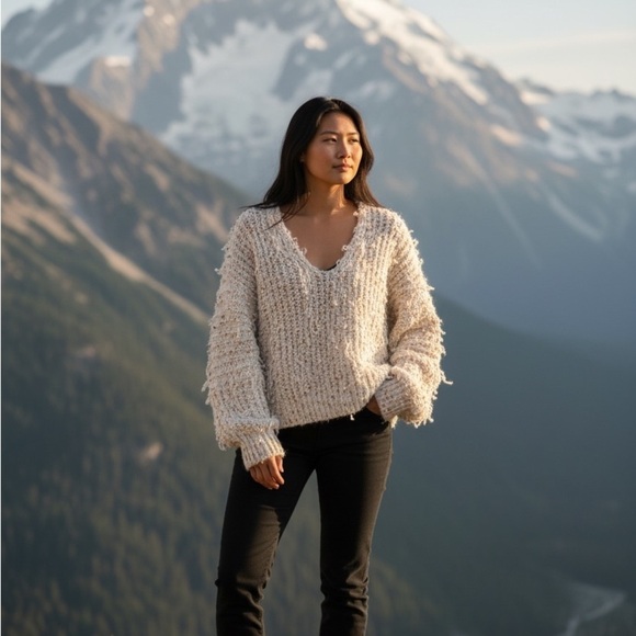 POL Sweaters - POL Cream V-Neck Sweater